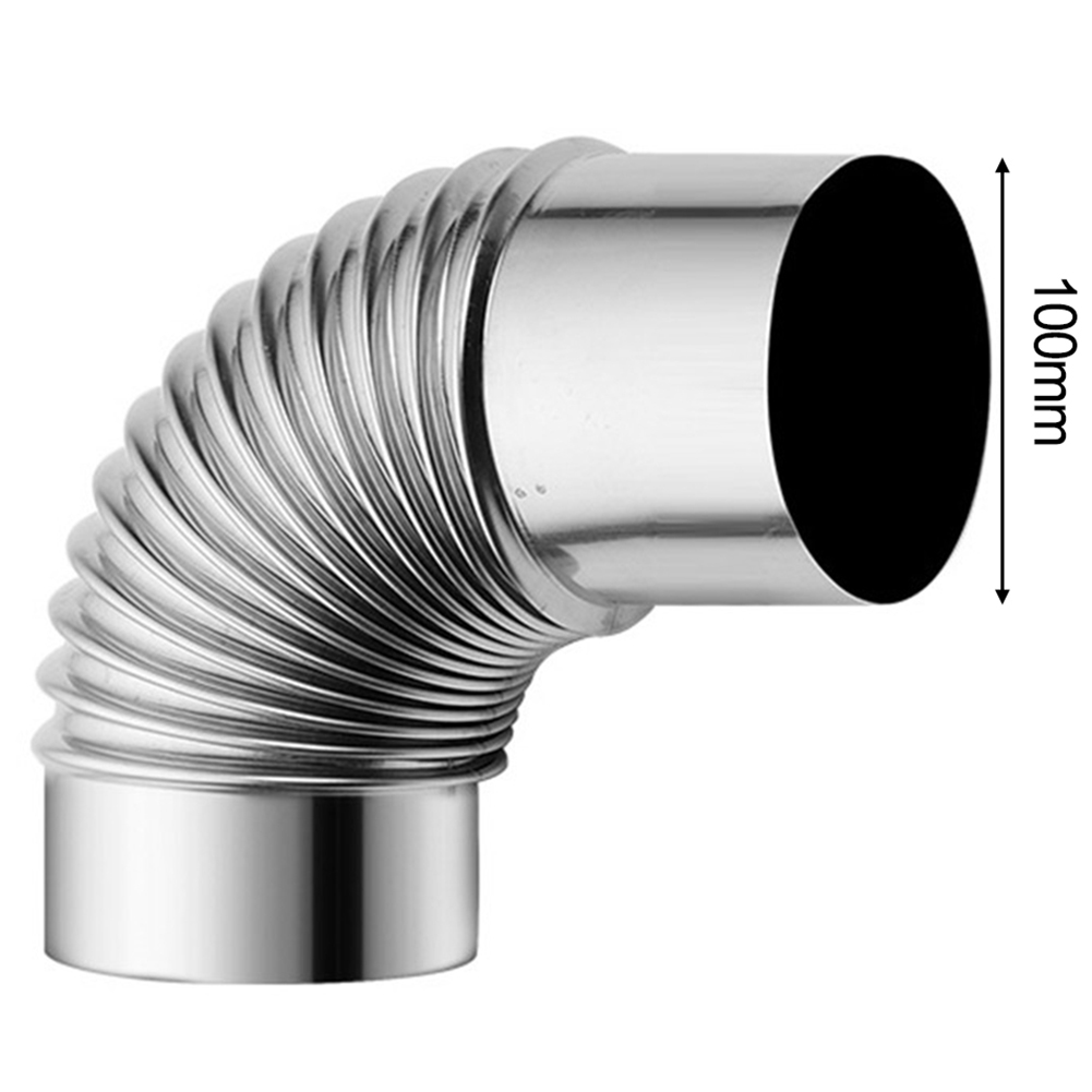 1 Uds. Tubo de codo de chimenea de 90 grados, revestimiento de chimenea curva de acero inoxidable, tubo de estufa múltiple, calentador de agua a Gas, salidas de tubo de escape