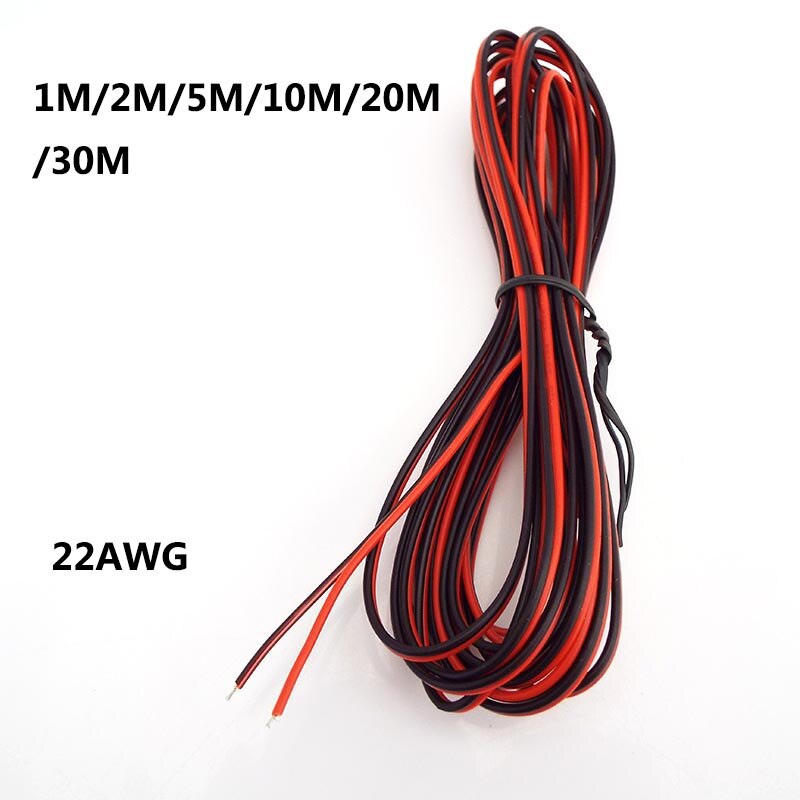 2pin DC power supply Extension diy Connector 22awg Cable red electric Wire Insulated PVC Line For 5050 3528 LED Strip light