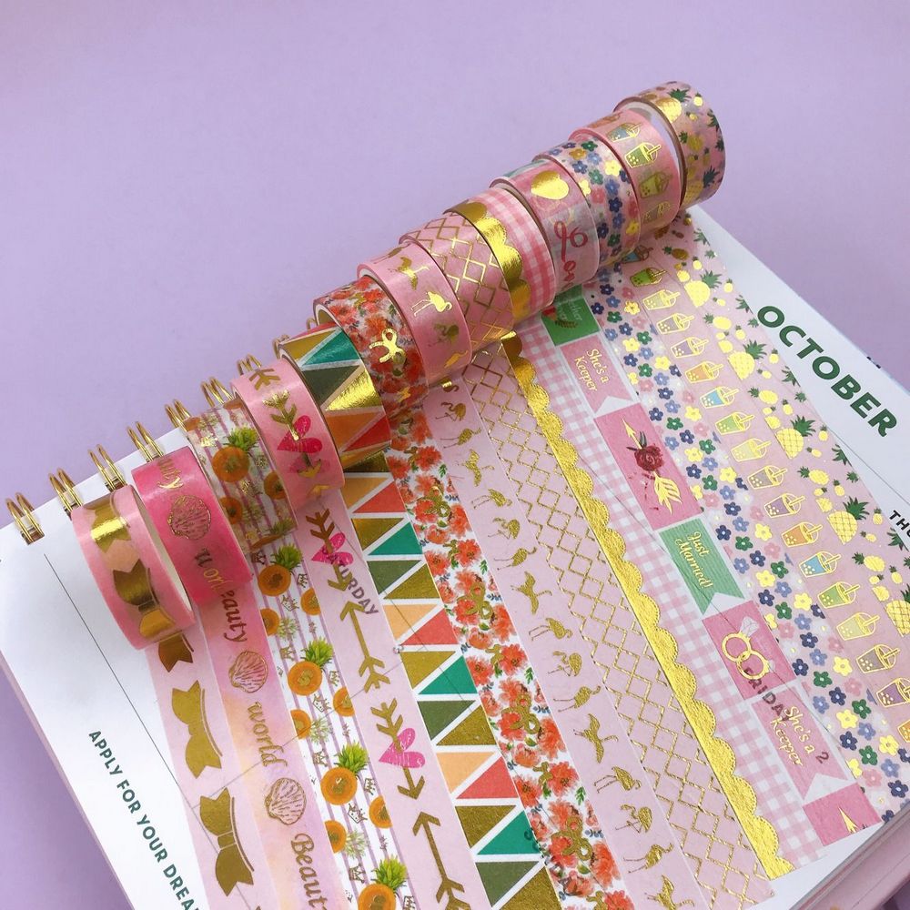12 Uds cinta Washi de papel de de papel recortes cinta adhesiva papelería Deco cintas