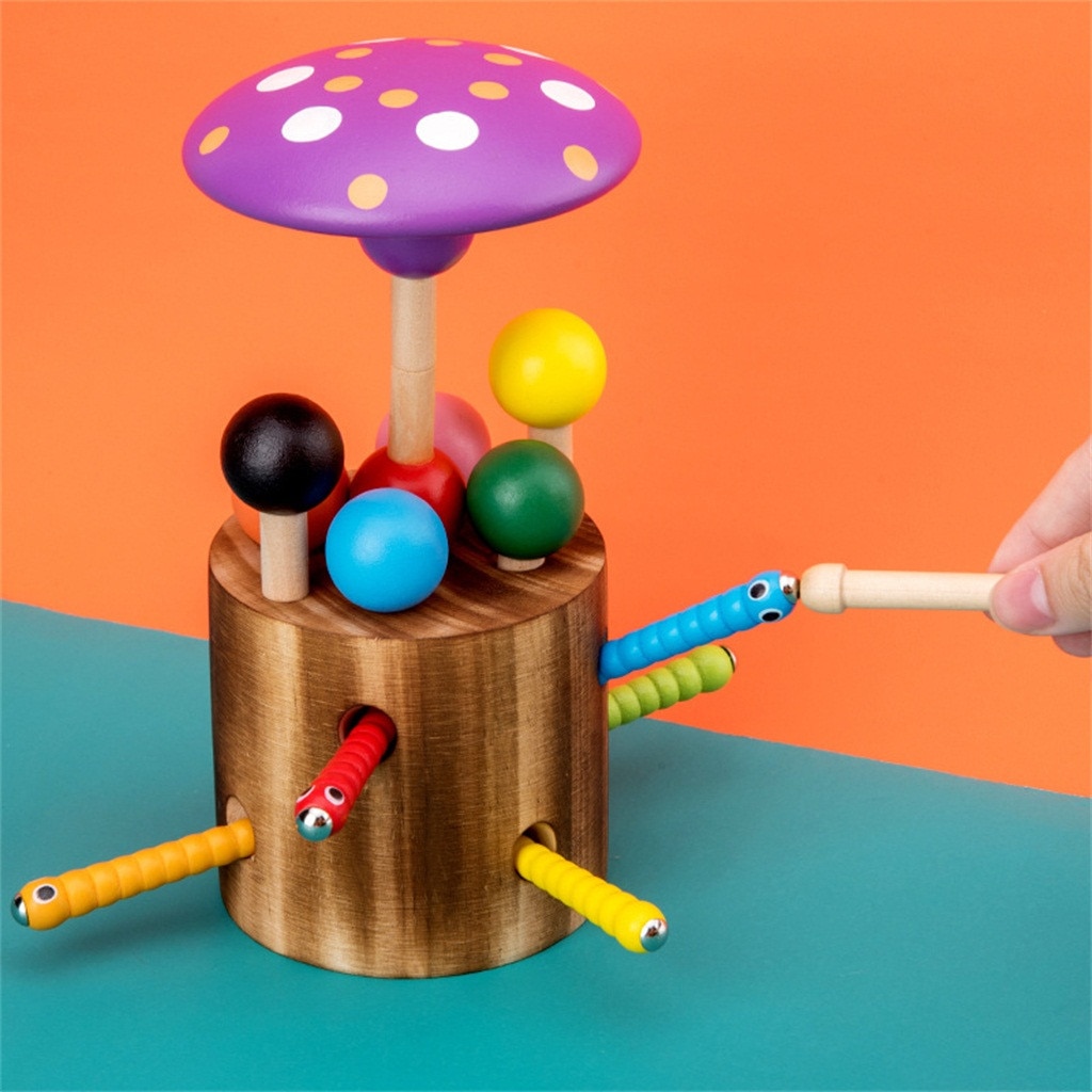 Educatief Baby Kids Houten Magnetic Catch Insect Zuigeling Intelligentie Speelgoed