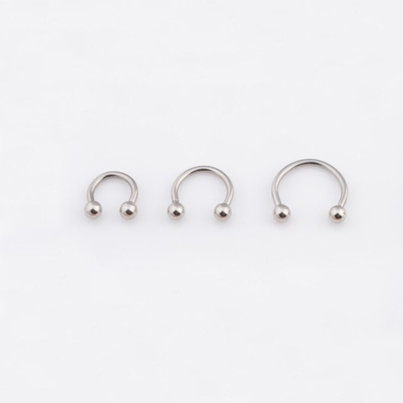 Nueva oferta, 2 uds., anillo nasal de acero inoxidable, anillos para labio, pendientes, Piercing de Sircular, bola, herradura, aro, joyería para el cuerpo: steel 10mm