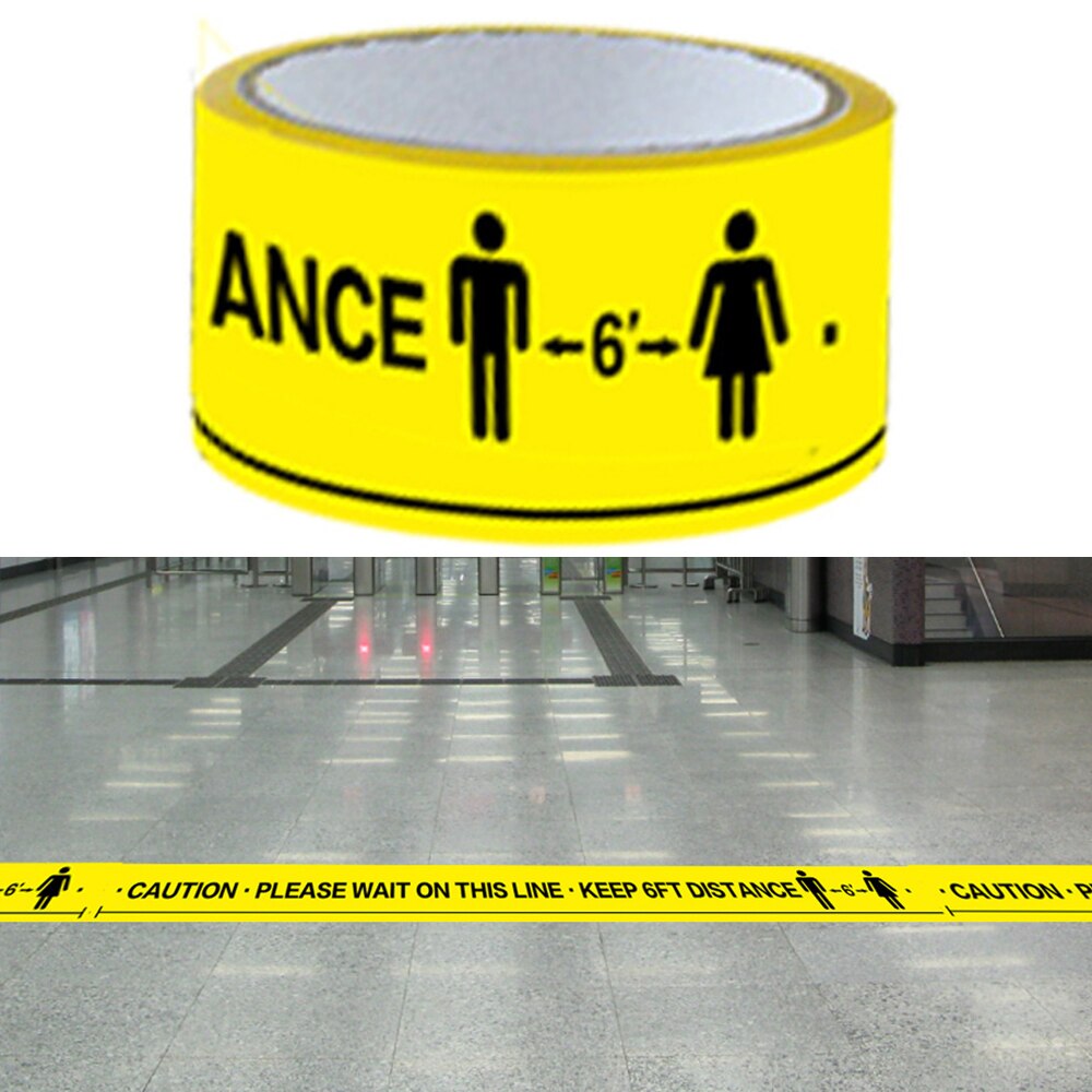 Caution*Please Wait On This Line*Keep 6FT Distance-Floor Marking Tape 33 Metres Roll Of Tape Easily Removed When Required