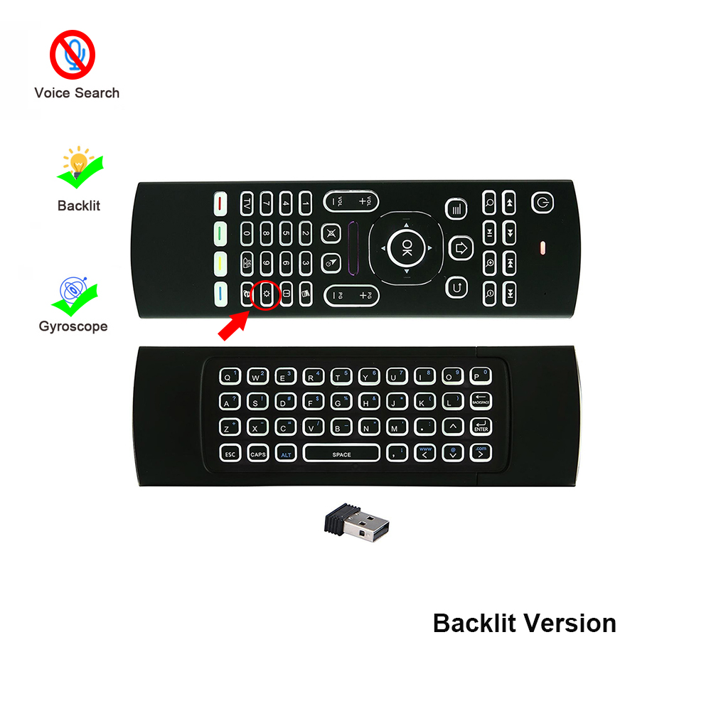 MX3 rétro-éclairé Air Mouse télécommande vocale intelligente 2.4G RF clavier sans fil pour Android TV Box X96 mini H96 MAX: Violet