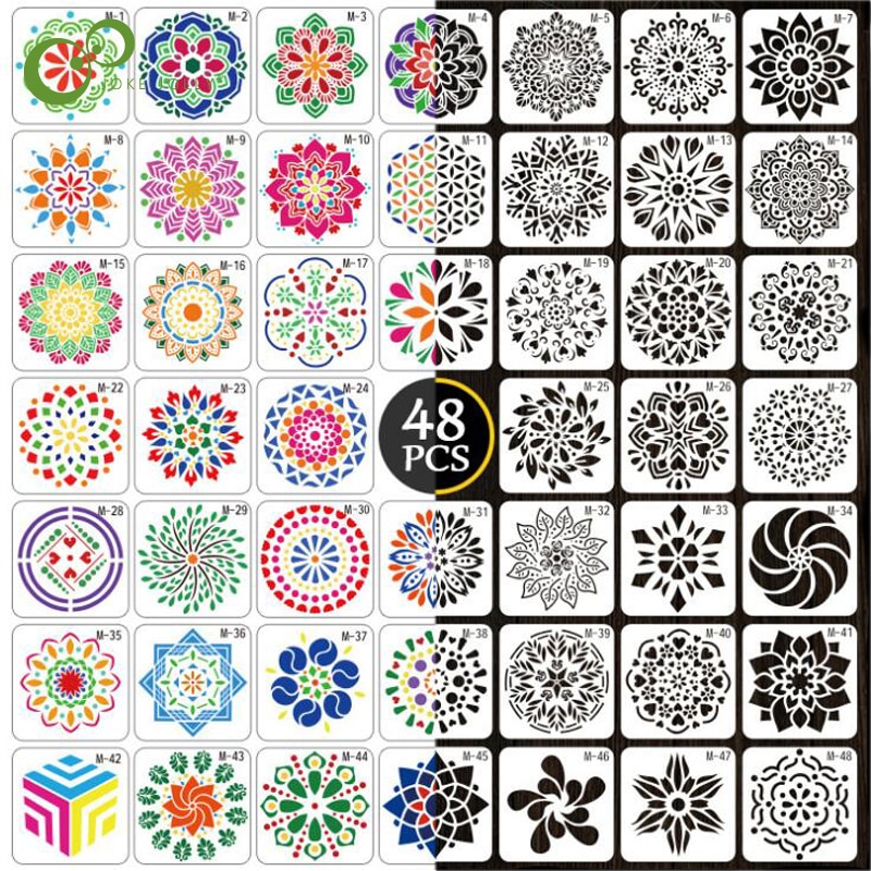 Mascherina Mandala - 13x13cm - Plastica - DIY Artigianato Pittura Spray Decorazione
