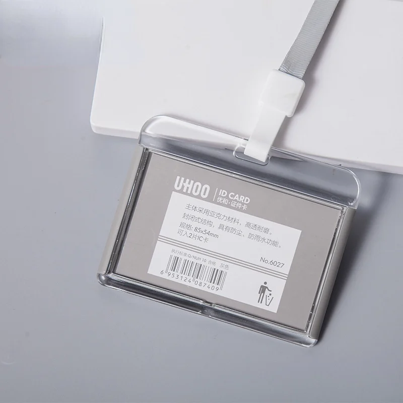 1 PCS Staff Employees ID Card Clear Pass Name Work Card Cover Case Sleeve with Lanyard Transparent Work Card Badge Holder Office: green