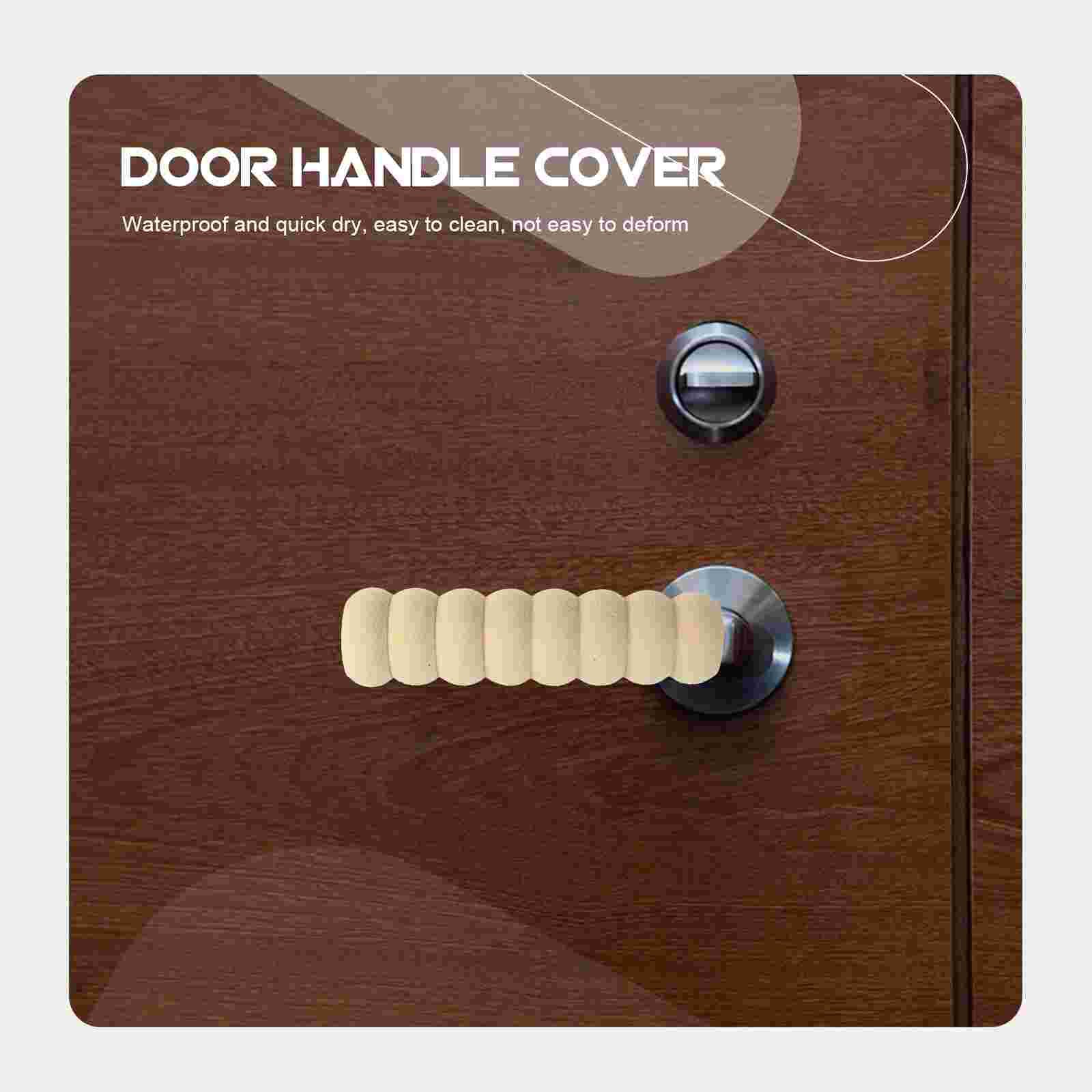 8Pcs Anti-static Door Handle Sleeve Home Doorknob Cover Chic Door Decor Beige