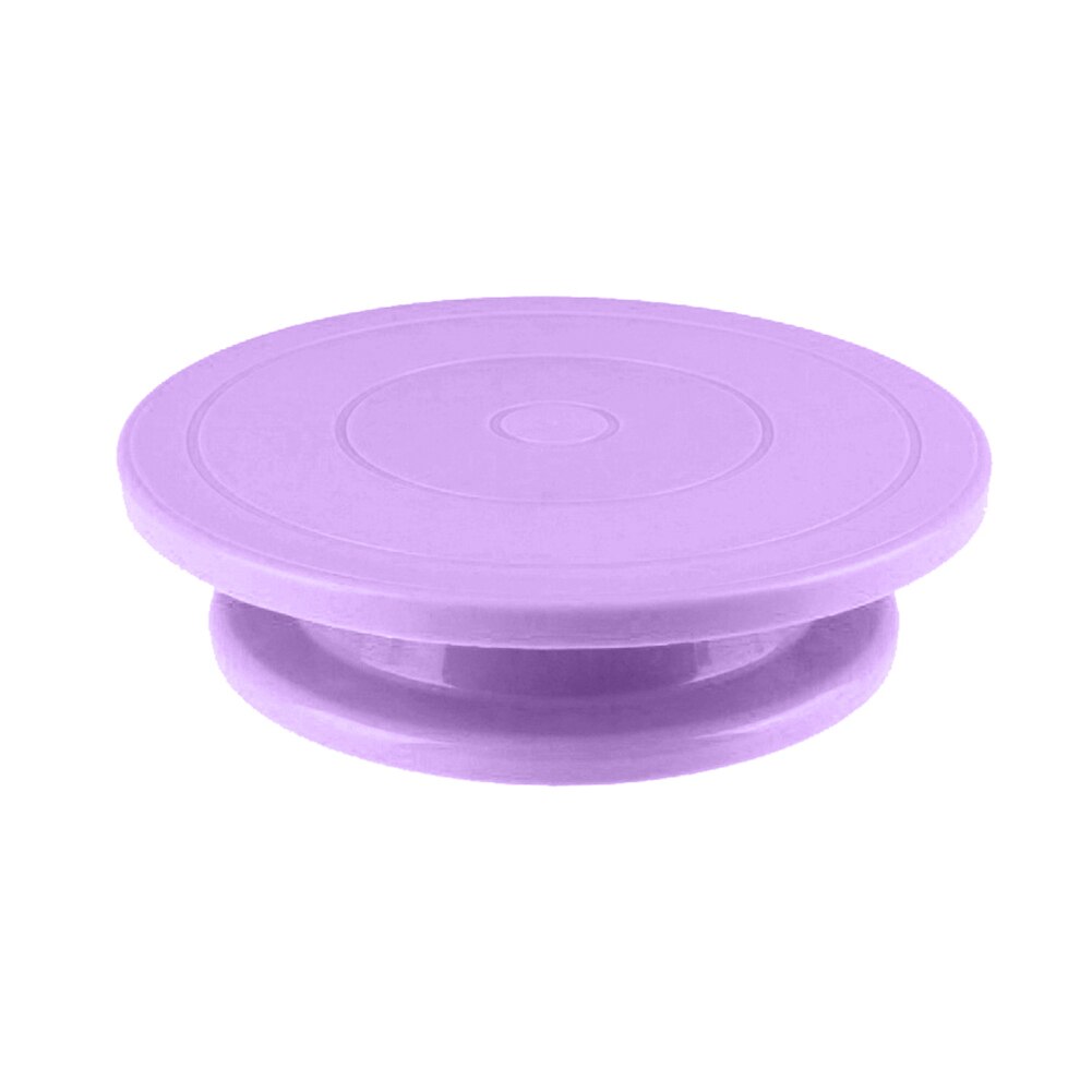 Birthday Cake Turntable Rotating Plastic Anti-skid Cake Decor Turntable Cake Rotary Table Round Cake Stand Kitchen Baking Tools: Purple 