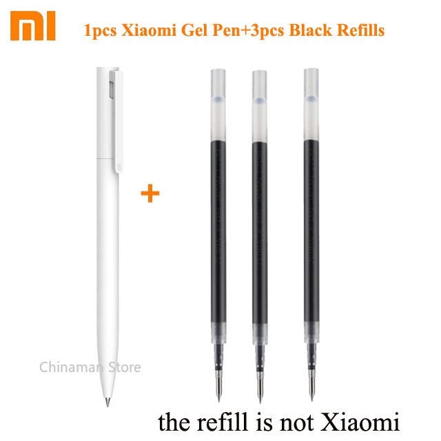 Xiaomi Gel Ink pen Writing Smooth Light Mijia Press the core Replacement Refill Blue Red Black 0.5mm BUSINESS Roller Ball PEN: 1pen and 3 black ink