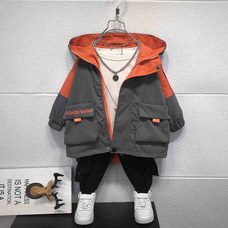 2022 jesień Kdis ubrania duża kieszeń kurtki berbeć chłopcy stroje moda koreańnarty nastolatki chłopiec odzież z kapturem