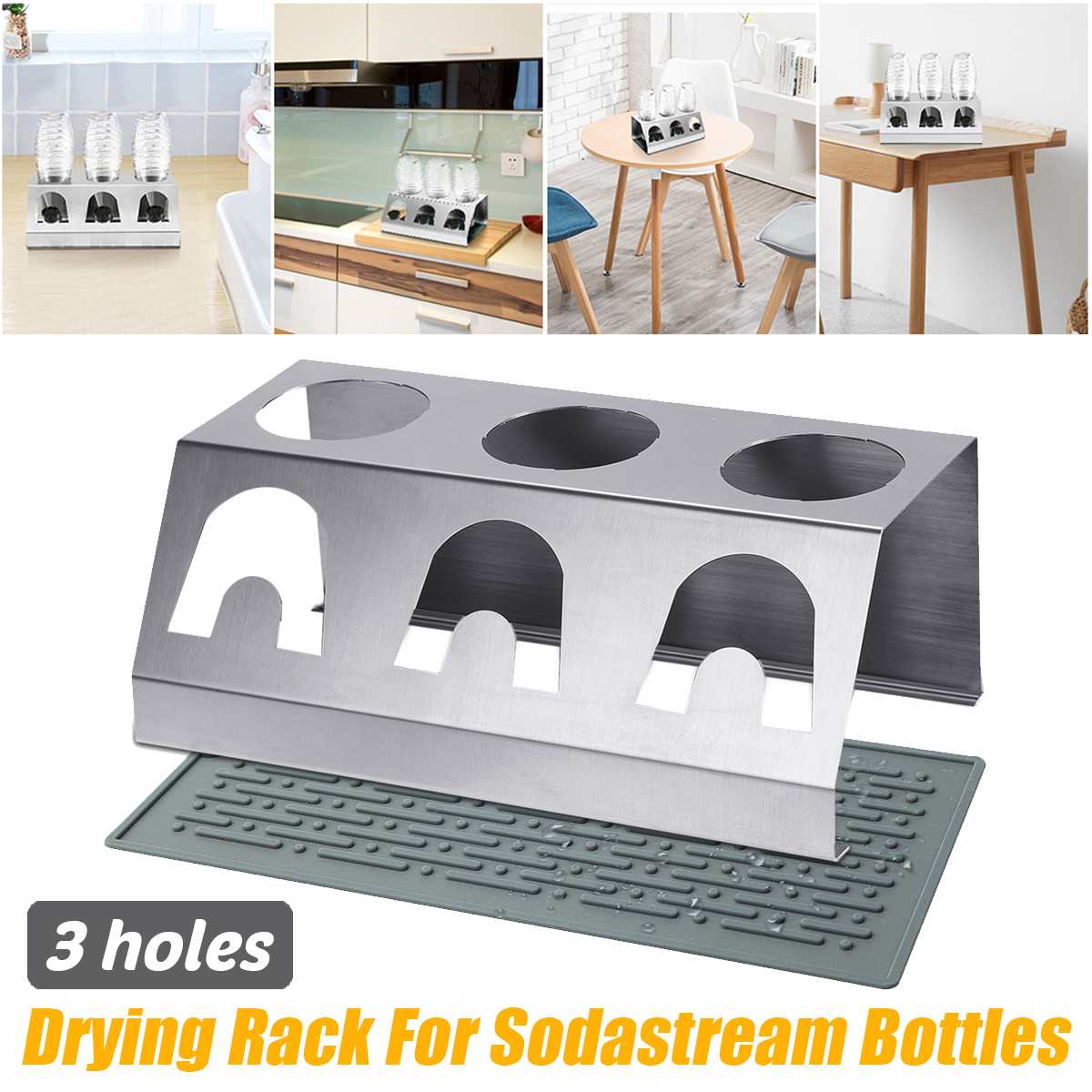 3 Holes Stainless Steel Bottle Holder Cup Holder Drainer For Sodastream Crystal Bottles Baby Bottle Drain Drying Racks