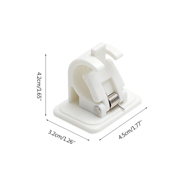 1Pair Curtain Rod Brackets No Drill Adjustable Stick Fixed Clip Holder Rack Hook B85C