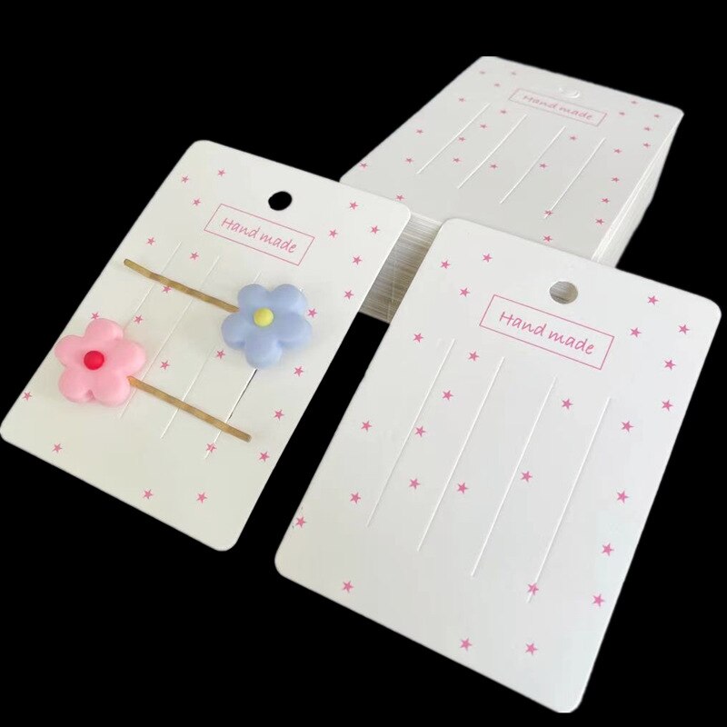 50 stk 7.5 x 10.5cm hårspænder hårnåle display kort pink kraftpapir kort til hårspænder hårspænder display emballage smykker prisskilt