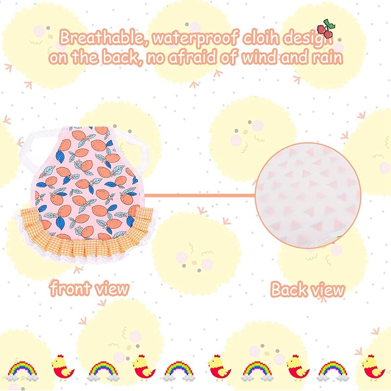 6 Pack Chicken Saddle for Hens-Fruit Pattern Summer Standard Chicken Saddle with Elastic Straps Feather Fixer