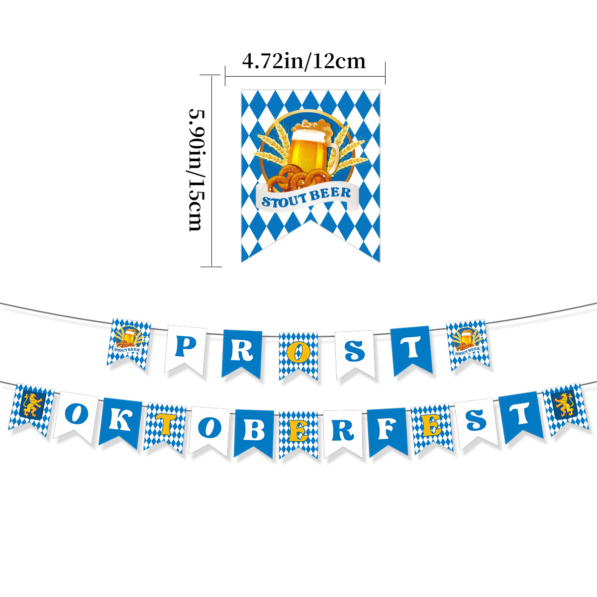 Oktoberfest Theme Party Banner Spiral Hanger Cake Topper for Adult Birthday Oktoberfest Beer Party Background Decoration: Deep Sapphire