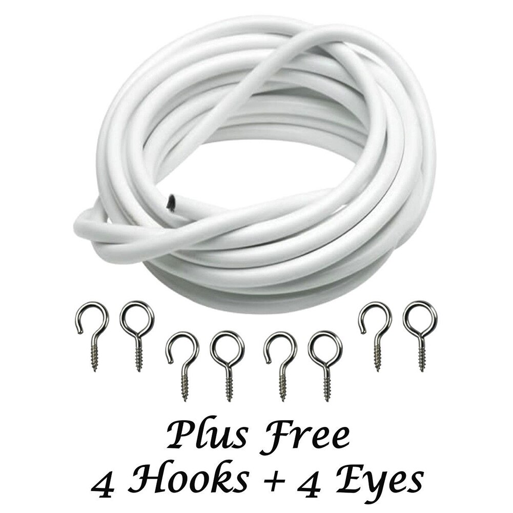 Cable de cortina para ventana de Boutique, Kit práctico de 2/5 metros, con ganchos de 4/6 pares y accesorios de decoración de cortinas: 3m
