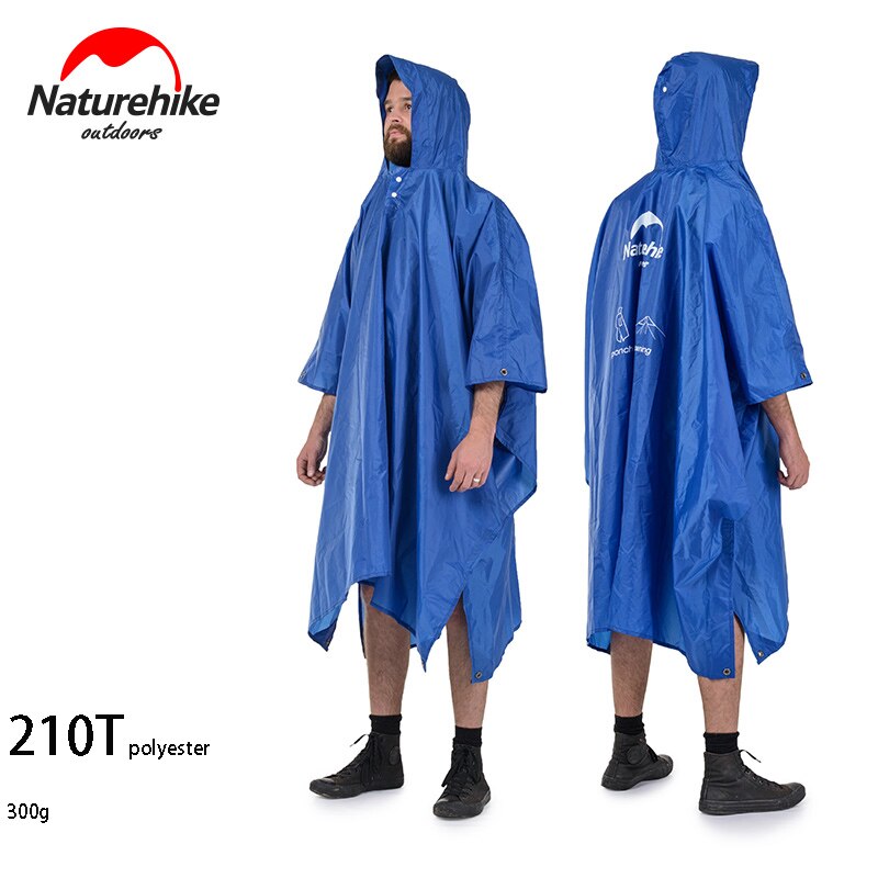 Naturehike 3 In 1 Multifunction Waterproof 210T 20D Windbreaker Poncho Raincoat Can Used As A Canopy And Camping Mat Fshing NH: 210T blue