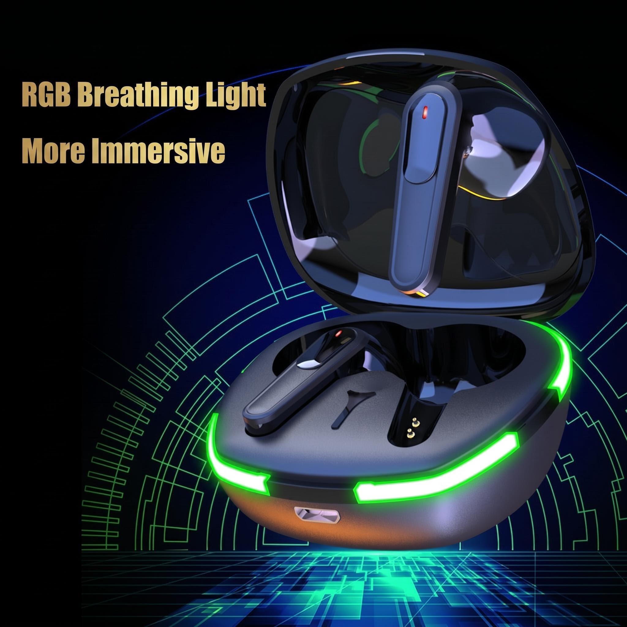 Pro 60 in- bluetooth-oortjes met stereogeluid en ademend lichteffect voor beide oren, draagbare draadloze headset