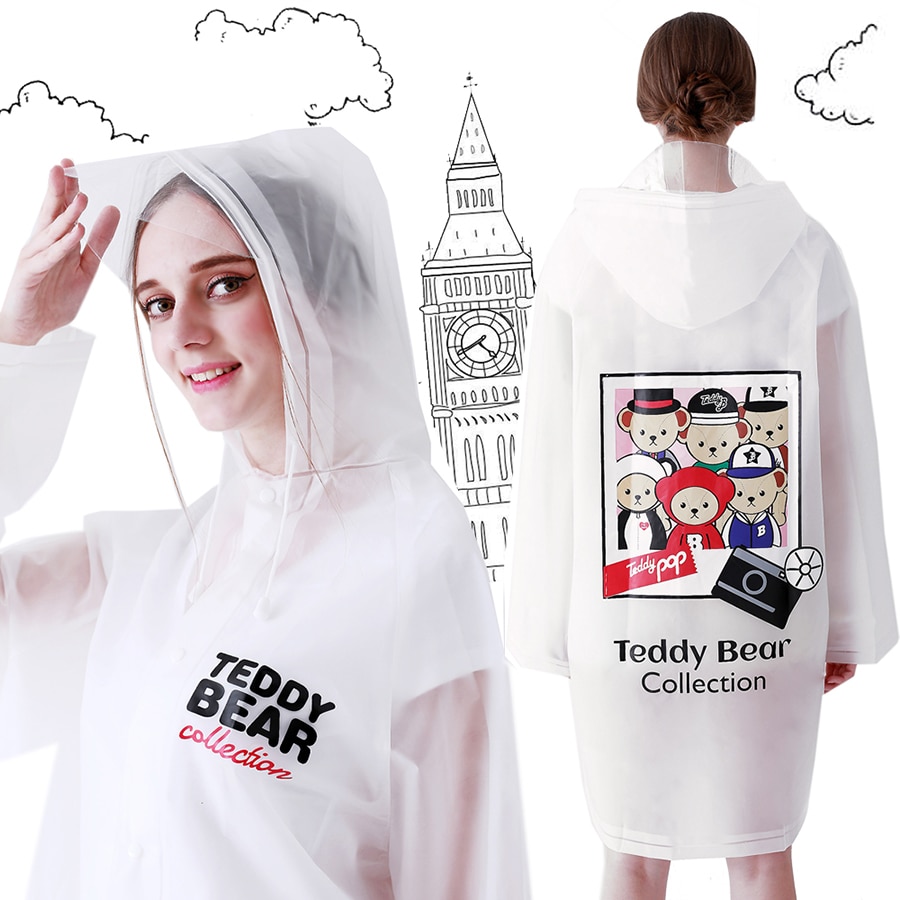 Outdoor Safe Transparent Hiking Rain Poncho Plastic Women Long Cover Rain Raincoat Naisten Waterproof Raincoats Rain Gear 6C001