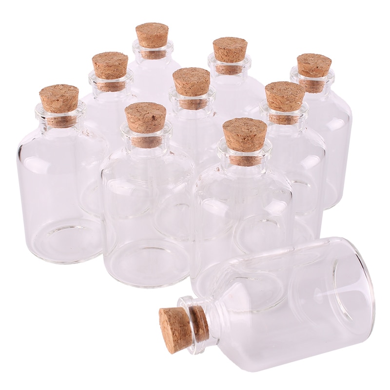 24 stks 50 ml Maat 40*63*12.5mm Transparante Glazen Flessen met Kurk Lege Spice Flessen kruiken Ambachten Flesjes