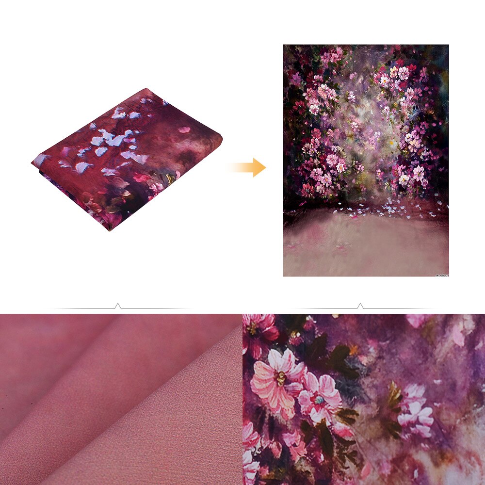 Andoer Photography Backdrop - 1.5x2.1m/5x7ft - Rose/Cherry/White Blooming Flower Wall - Digital Printed Polyester