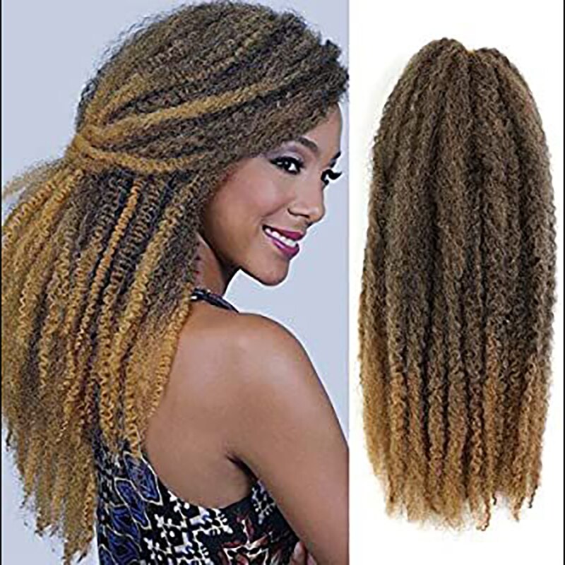 Youngther Afro Kinky Marley Crochet Braids Hair 18inch Synthetic Braiding Hair Crochet Braids Hair Extensions for Women