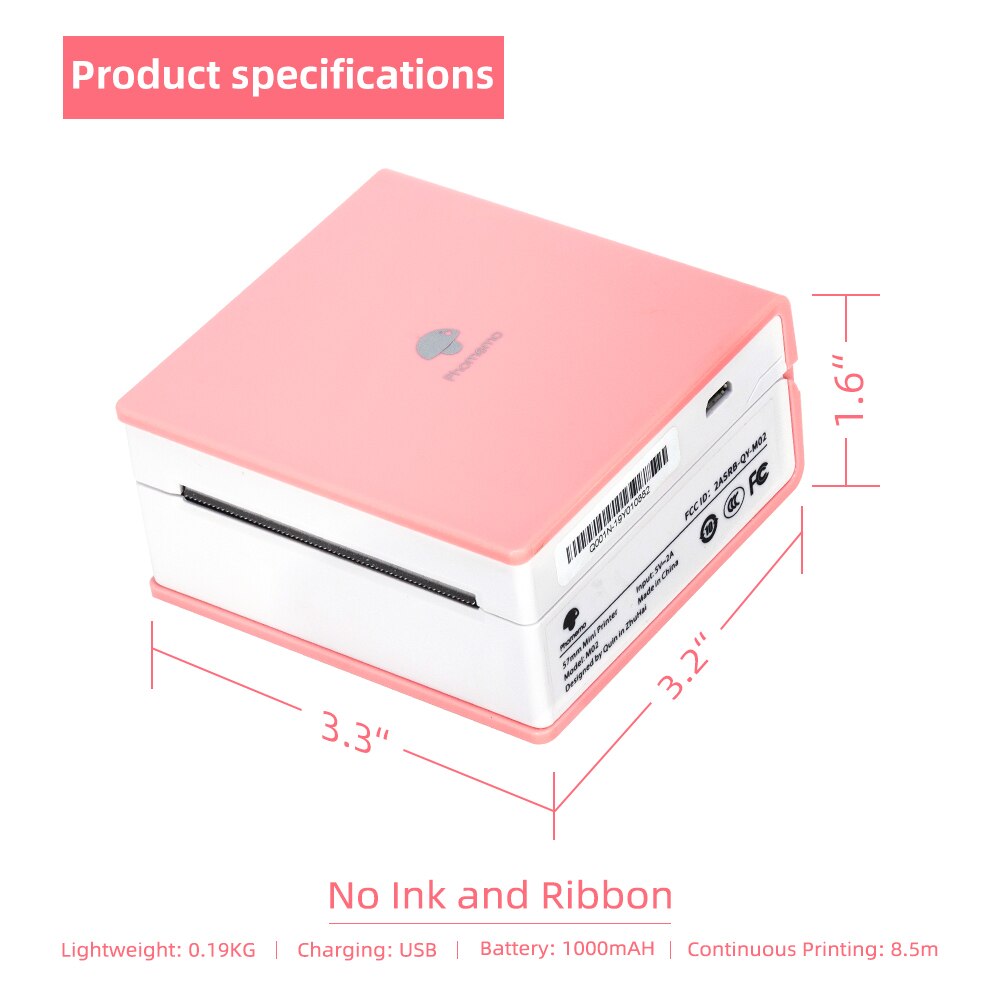 Phomemo M02 Thermal Printer Impresora Portátil Print Pocket Mini Label Sticker Maker Wireless Mobile Phone Printer