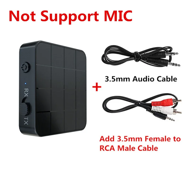 Transmisor receptor de Audio Bluetooth 5,0 2 en 1 RCA 3,5 MM AUX Jack USB Dongle adaptadores inalámbricos estéreo para coche TV PC auriculares: Rojo