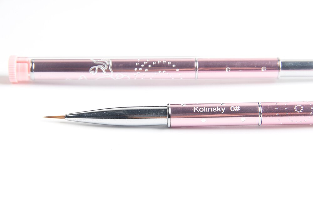 ANGNYA 1Stck Professionelle Nagel Kunst Pinsel Rosa Geschnitzte Nagel Kunst Liner 3D Malerei Pinsel Reine Kolinsky Haar UV Gel pinsel Manikübetreffend