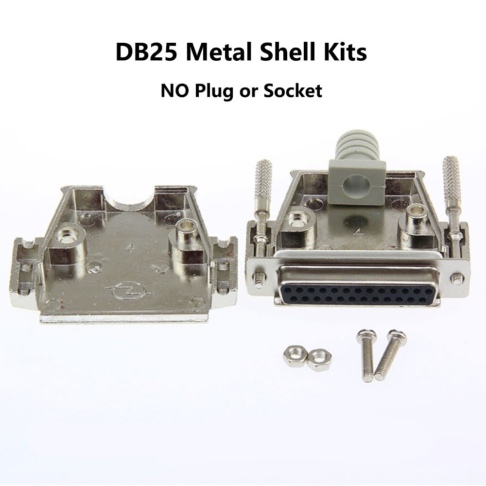 DB25 wtyk męnarty/gniazdo żeńskie zestaw metalowych skorup 2 rzędy 25-pinowe złącze portu szeregowego D-pod 25 adapterów: DB25 Metal muszla
