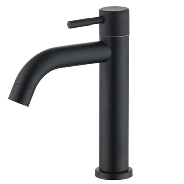 Rvs Zwart Enkele Koude Wastafel Kraan Badkamer Teller Wastafel Kraan Voor Keuken Badkamer Sink Wastafel Water Kranen Kraan: S