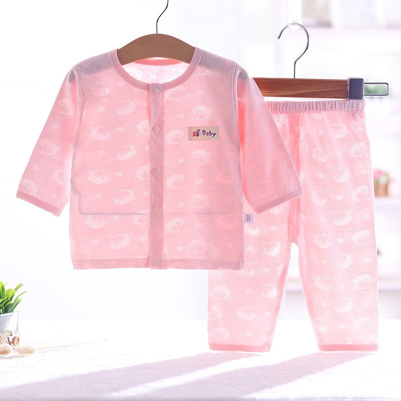 Zomer Pasgeboren Baby Jongen Baby Ondergoed Katoen Dunne Airconditioning Kleding Pyjama Kinderen Pak Baby Outfit: Roze / 18M