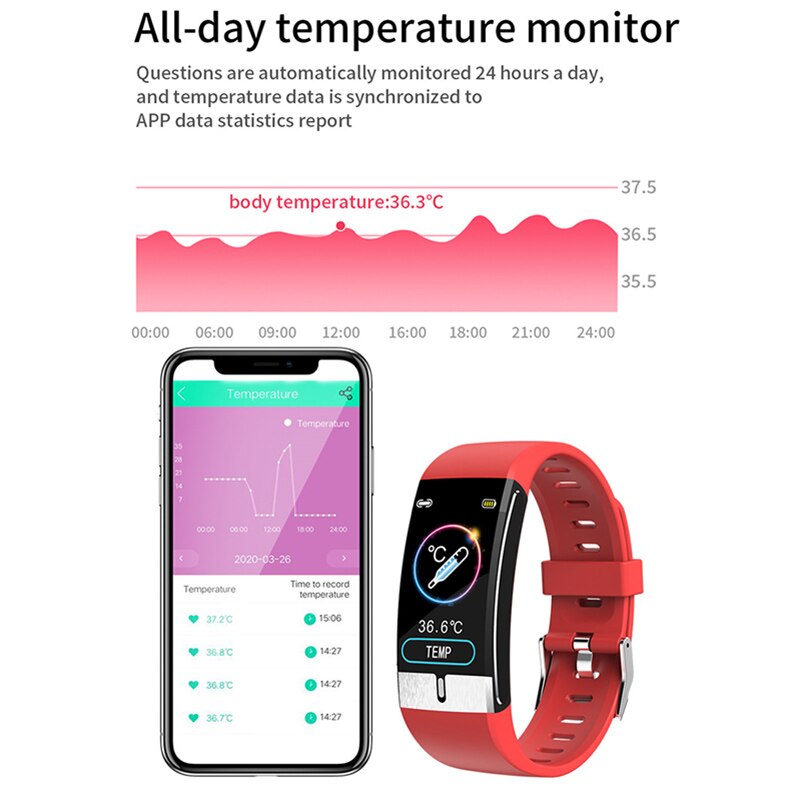 Smart Watch ECG Temperature Measurement Heart Rate Blood Pressure Oxygen Wristband Health Fitness Bracelet Smart Band