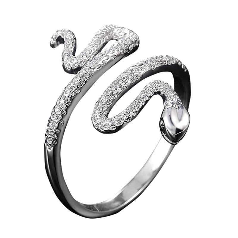 Creatieve Gebogen Snake Ringen Vrouwelijke Zilveren Kleur Elegante Meisje Party Accessoires Punk Ringen Fancy Vrouwelijke Dier Sieraden: Default Title