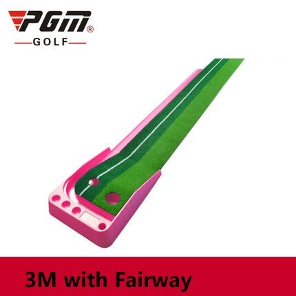 Pgm Mini Golf Clubs Putter balle retour 2.5M/3M intérieur Golf mettre vert formateur Portable Golf pratique mettre tapis: Pink 3M  fairway