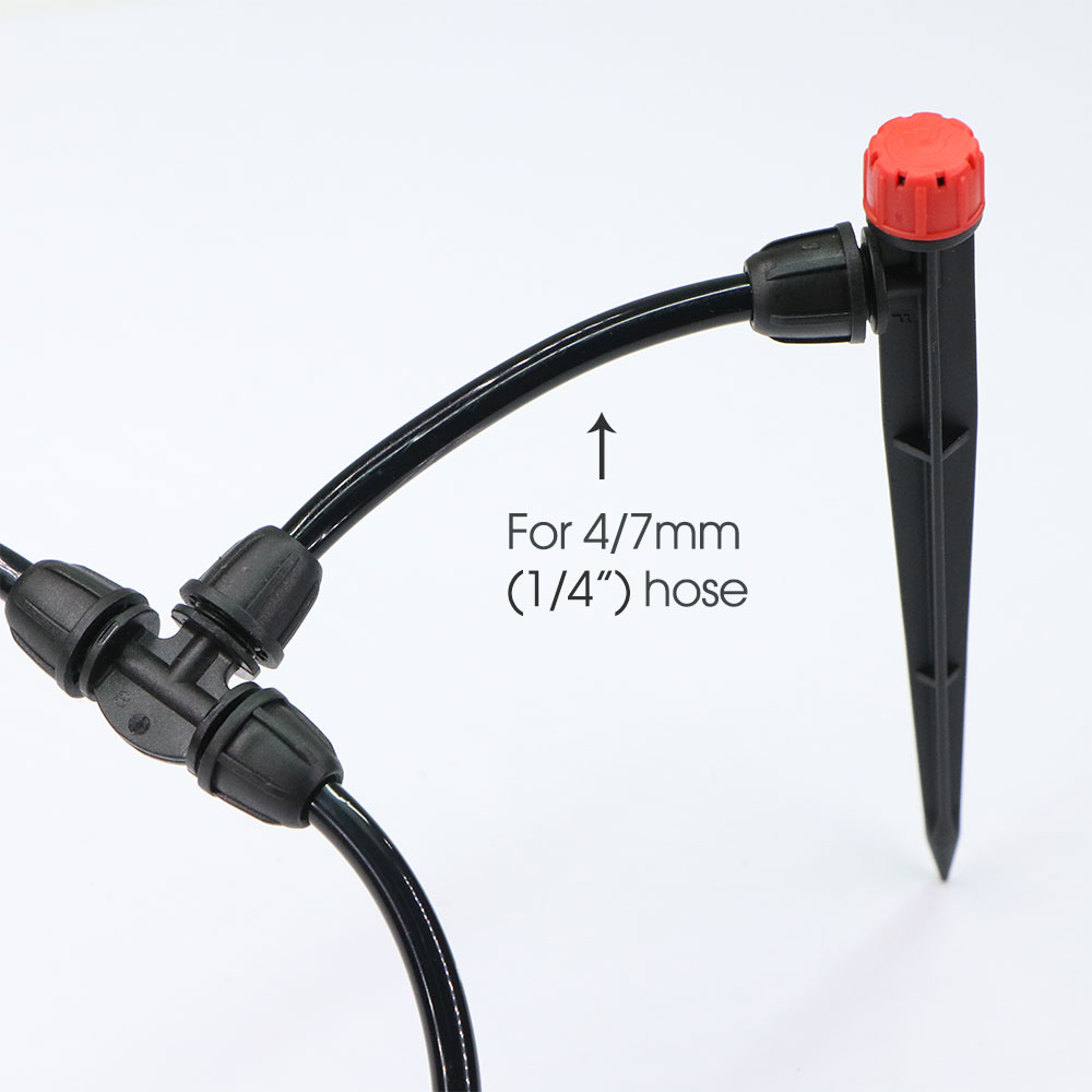Trädgård 13cm mikro droppbevattningspridare 1/4 " slanglås 8- hål justerbar munstycke dropper för 4/7mm slangar krukväxtbevattning