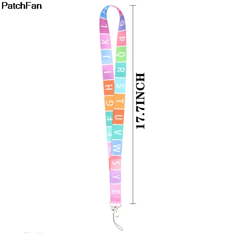 A2540 Patchfan kleurrijke alfabet Tag Strap Kids Nek Lanyards voor Veiligheid Breakaway Voor Mobiele Telefoon USB ID Badge Houder sleutel