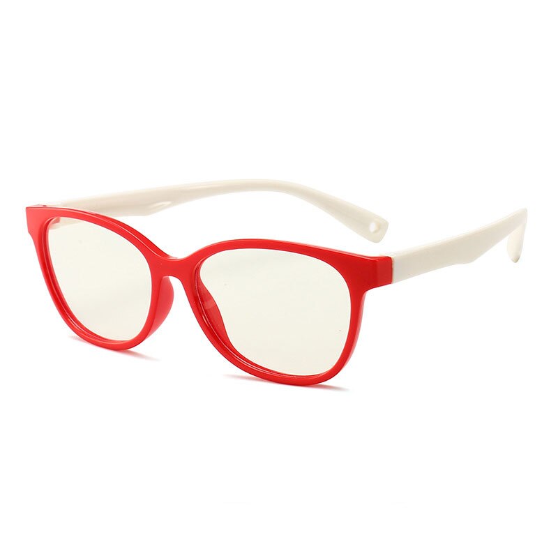 Ramme til optiske briller til børn drengepiger nærsynethed brillerammer med 0 graders linser glatte punkter børn unisex  f8142: Rød-hvid