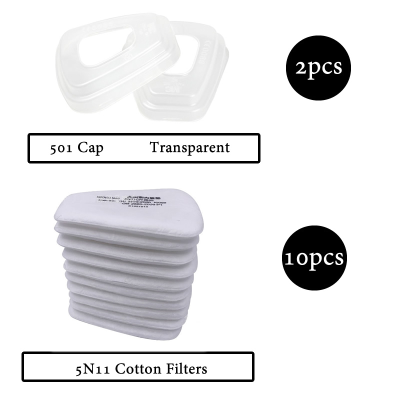 Filtres en coton 5N11, couvercle de filtres 501, adaptateur de pré-filtre 603, filtres remplaçables pour masque anti-poussière à gaz 6200/7502/6800, accessoires: GRIS