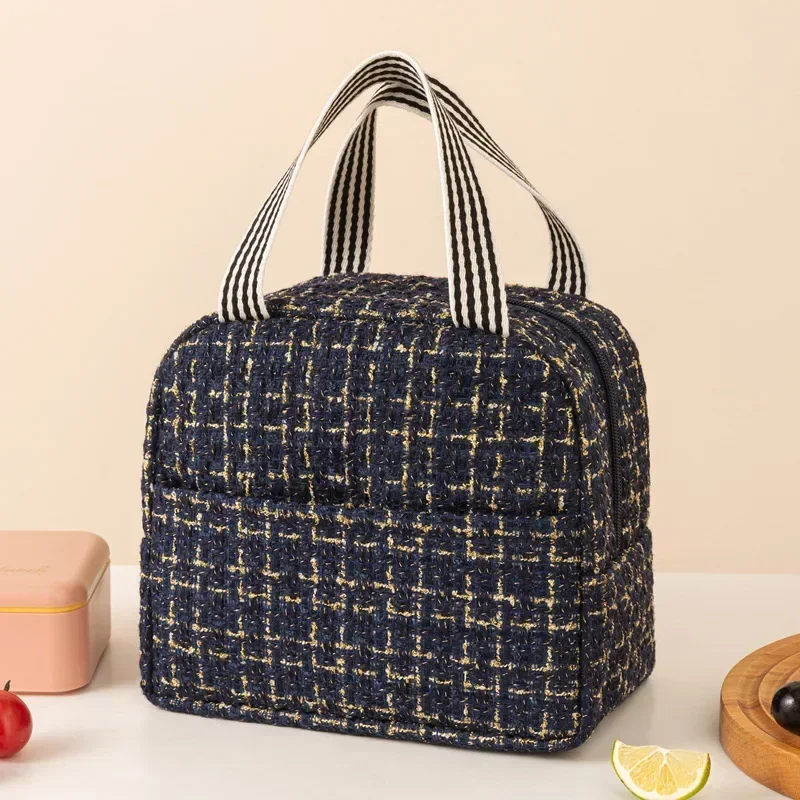 Ins Fashion Tote Lunchbox torba termiczna kobiety mężczyźni Bento do przechowywania izolowana torba na Lunch przenośna lodówka torby izolacyjne piknikowe torebka: Brązowy