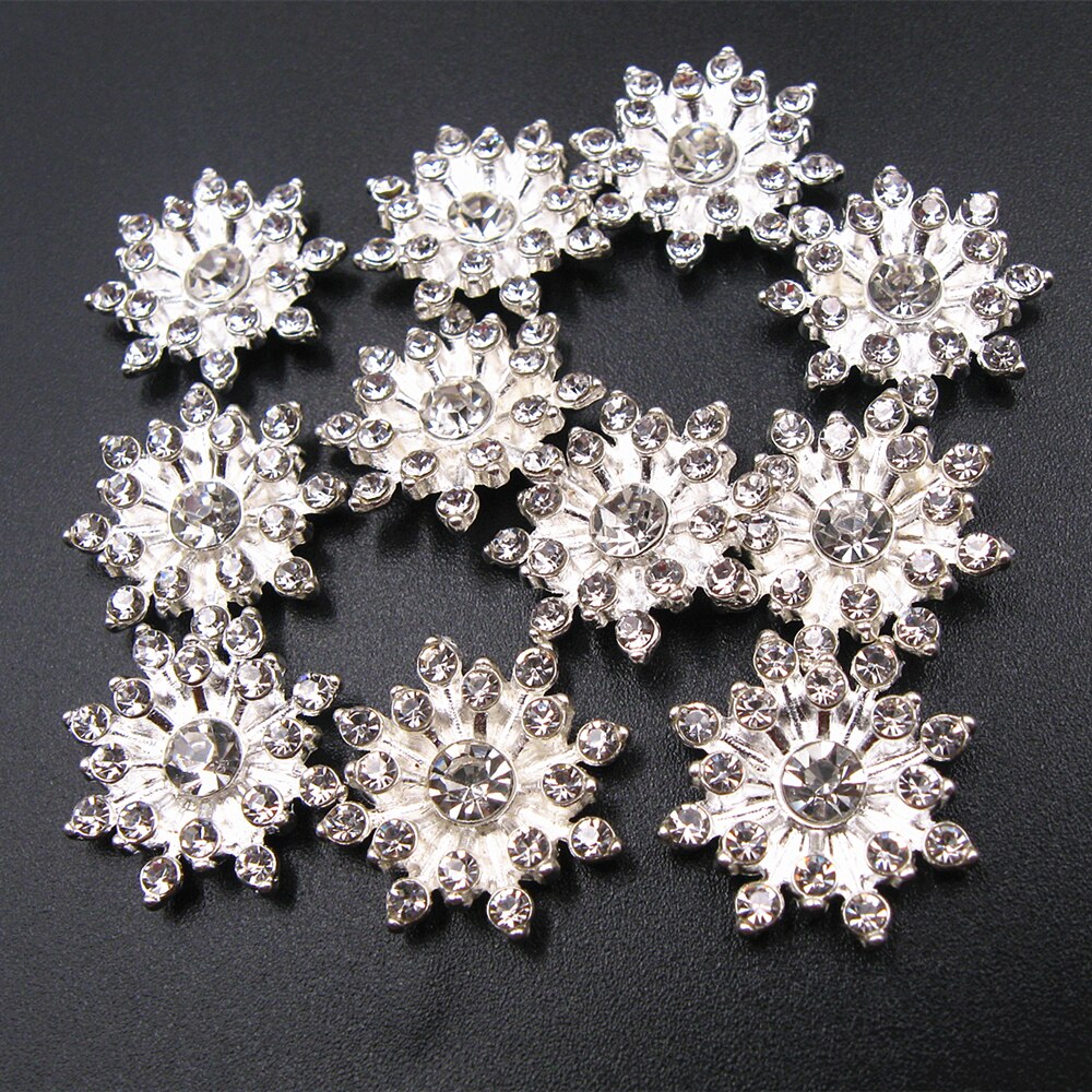 10 stk rhinestone håndlavet diamant perle blomst perler til håndværk legering mobiltelefon sag stikker diy smykker tilbehør: Sølv rhinestone