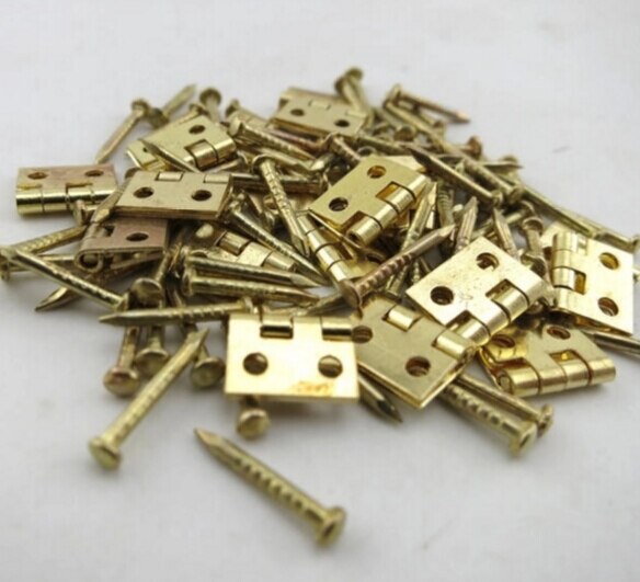 20 unids/set de bisagras de para casa de muñecas Mini Metal 1/12 con clavos para muebles en miniatura decoración del hogar Uso De puerta herramientas accesorio