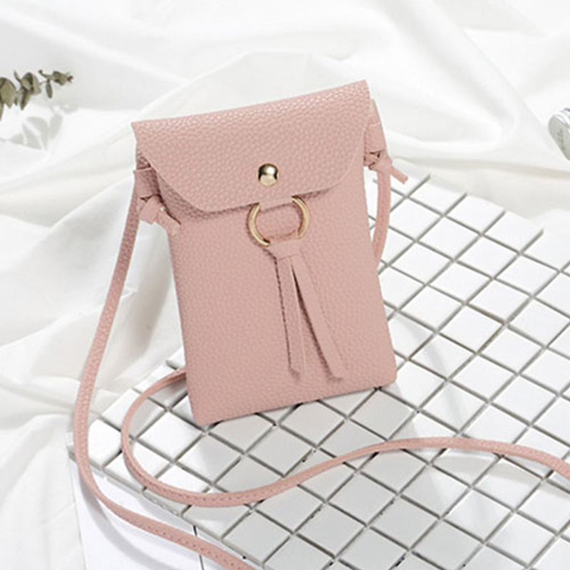 Femmes en cuir PU petit bandoulière sacs à main pour filles sac de messager Mini téléphone sacs dames sac à main sac à main: pink