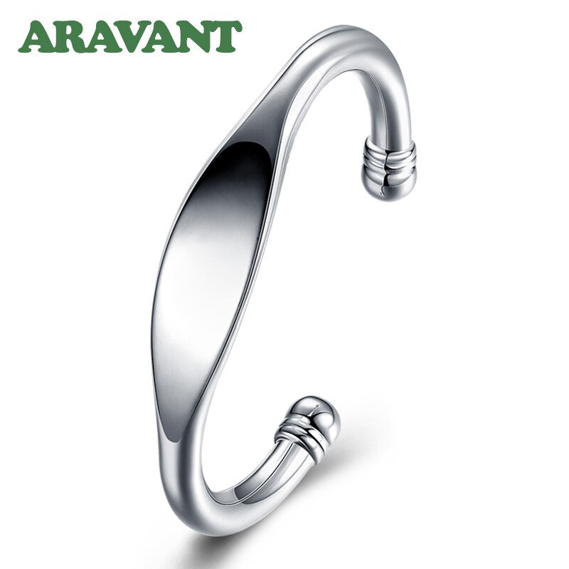 Braceletes e pulseiras abertas de prata, 925, suave, com bainha dupla, para casamento, joias, presentes