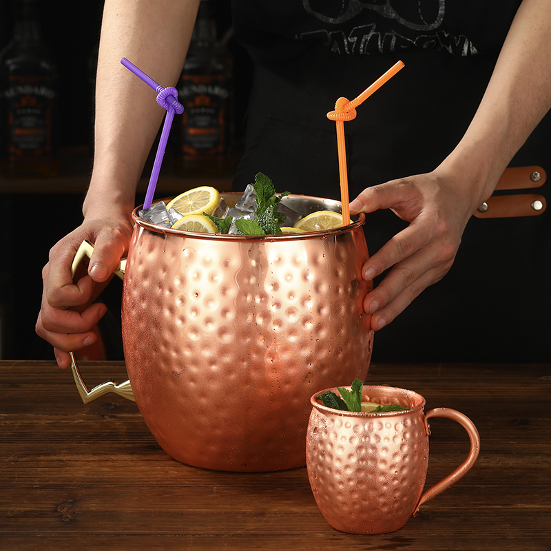 Caneca gigante 5l de martelado moscow mule, caneca mega caneca moscow mule caneca balde de gelo