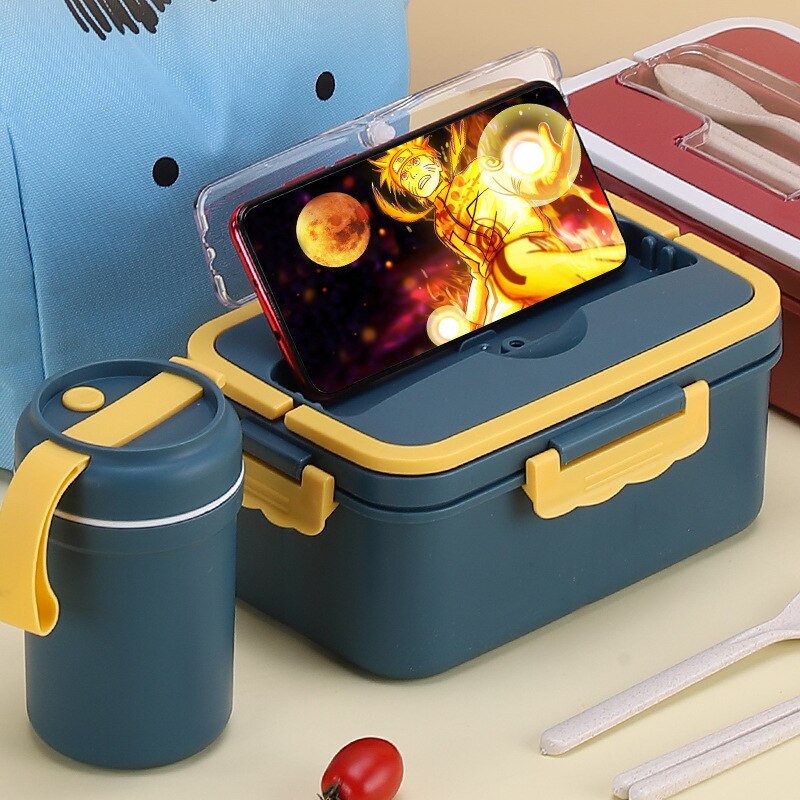 Gezonde lunchbox van tarwestro, bentoboxen, magnetronservies, voedselcontainer, keukenvoedseldoos