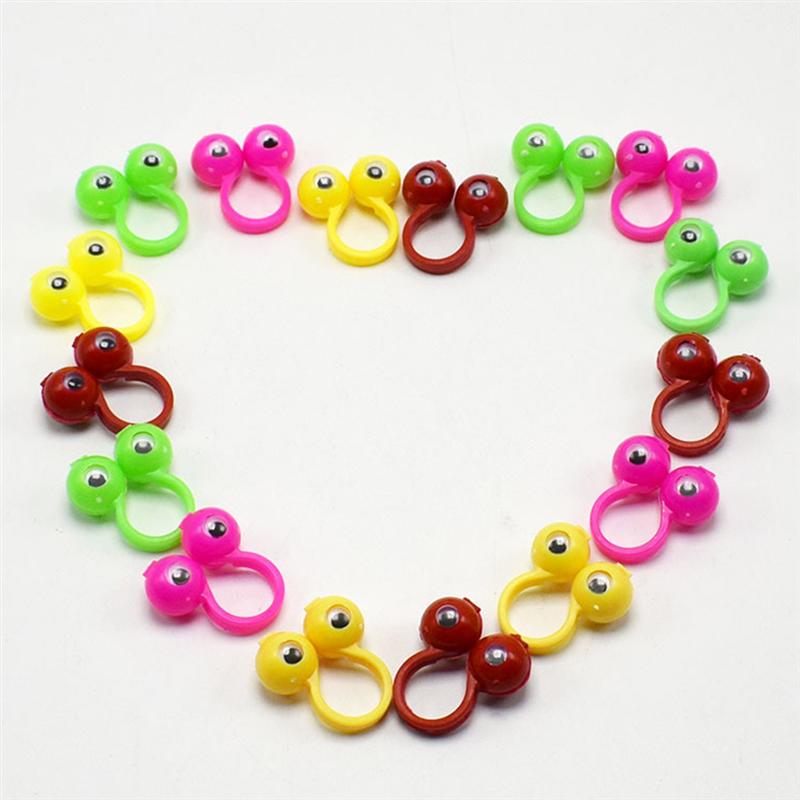 50PCS Eye Finger Puppet Googly Eyes Rings Eyeball Rings Cute Finger Toy Party Props - Size L (Random Color)