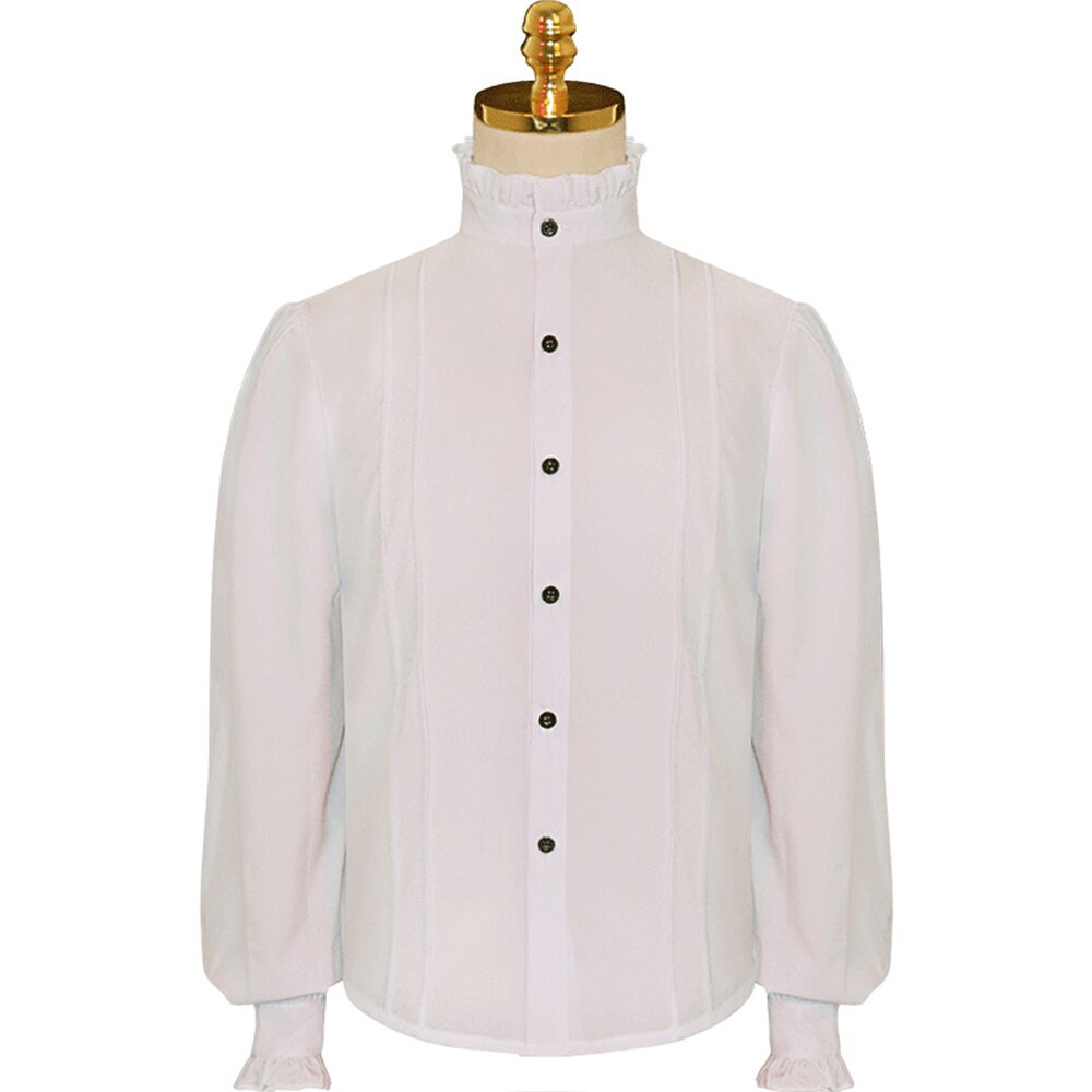 SISHION 2022 Men's Renaissance Clothing Shirt Medieval Steampunk Pirate Tops Chemise Homme White Vintage Shirts for Men VD1987: white / XXL