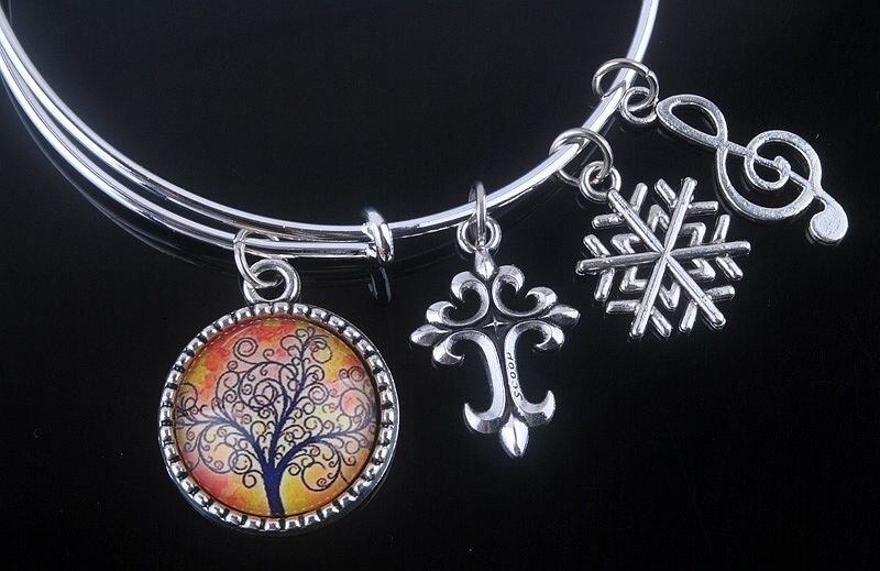 18 Styles Cabochon Dome Tree of Life charms Bracelet Adjustable Expandable Wire Bangles for Women Fine Jewelry B013: 16