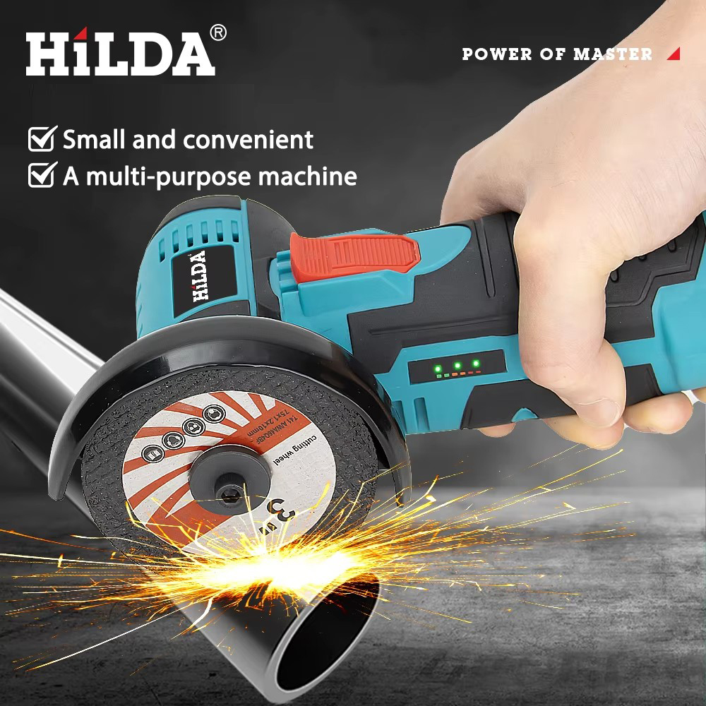 HILDA 12 V Mini-Winkelschleifer, Auto-Reparatur-Bürstenmotor, wiederaufladbar, zum Schneiden von Diamanten, kabelloses Elektrowerkzeug, Polieren und Schleifen