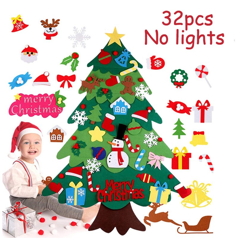 Artigianato fai-da-te LED albero di natale decorazioni di buon natale per la casa ornamento di natale regali di natale Navidad babbo natale capodanno: Z 32PCS No light